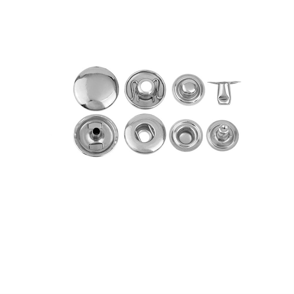 Juego de 100 cierres a presión de latón, Kit de botones a presión, tachuelas de presión de Metal DIY para cuero, ropa, chaquetas, bolsos (Color : Nickel-100set, Size : 12.5mm-(633))
