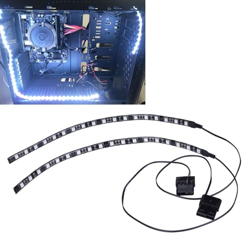 DS PC LED Light Strip Computer Lighting White with Magnetic Back, Molex Connector, 2pack LED Strip for PC Case Lighting Kit (30cm,18leds,S Series,White) DS PC LED Light Strip Computer Lighting White with Magnetic Back, Molex Connector, 2pack LED Strip for PC Case Lighting Kit (30cm,18leds,S Series,White)