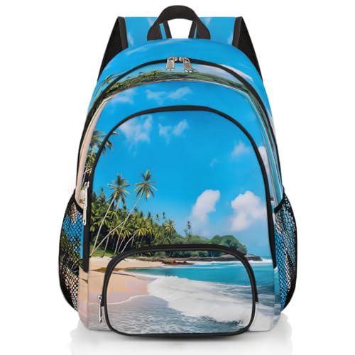Hawaiian Beach Tropical Palm Tree School Backpack for Boys Girls Women Men Lightweight Laptop Casual Daypack Rucksack Backpacks Book Bag