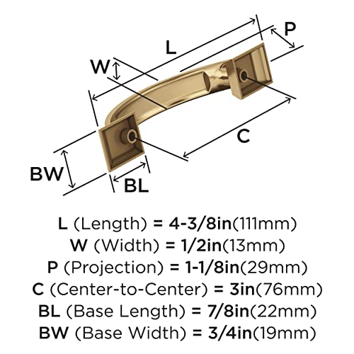 Image of Amerock | Cabinet Pull | Champagne Bronze | 3 in (76 mm) Center-to-Center Drawer Pull | Candler | Kitchen and Bath Hardware | Furniture Hardware