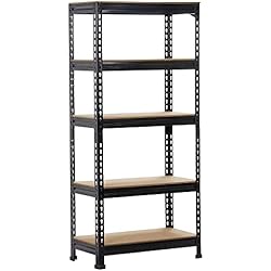 Proteccion Estanterias Mecalux Yaheetech Estantería Metálica Galvanizada 150x70x30cm Estanterias Almacenaje de 5 Niveles Estante Industrial de Almacenamiento para Trastero Garaje Taller Carga de 750 kg sin Tornillos Negro