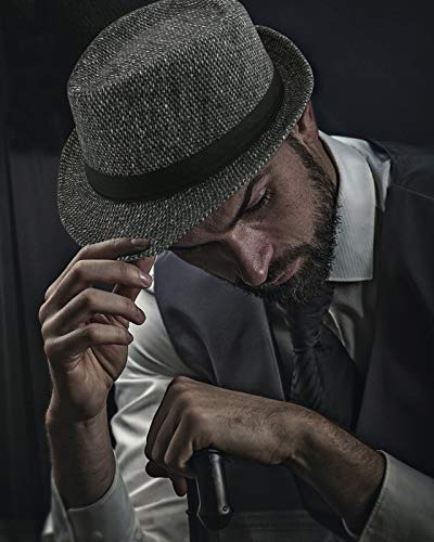 FALETO Unisex Classic 20s Trilby Fedora Hat with Band Casual Jazz Cap Manhattan