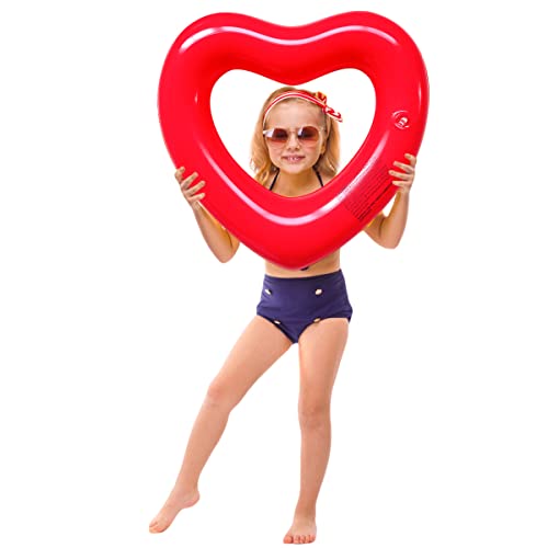 Sunshine-Mall Pool Float For Kids,Swimming Tube Kids,Swim Rings Kids, Heart Shaped Loungers Tube, Water Fun Beach Party Toys Kids,Love Scene Decorations (Red, 3-6 Ages), Small Red, 18X18X4 Inch #TOP1