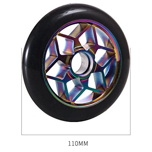 Hausdec 2 Pcs Scooter Accessories 110mm Colorful PU Wheels With Bearings for Thick Stunt Car (White), 110 millimeters - Image 3