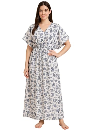 Image of Bahumaan Pure Cotton Kaftan Nighty for Women | Kaftan Maxi for Women | Kaftan Night Gowns for Women | Cotton Nighty for Women Stylish |