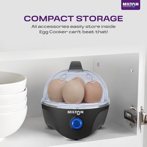 Image of Milton Xpress Egg Boiler | Automatic Power Off | Egg Cooker & Steamer for Boiling Up to 7 Eggs | 3 Boiling Modes | 360 Watt | Compact Egg Boiler with Plastic Body| 1 Year Warranty
