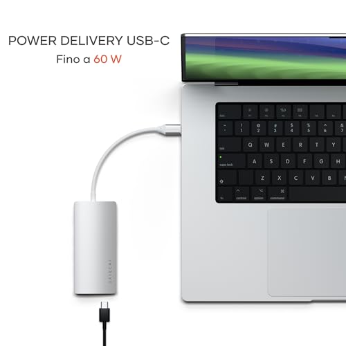 SATECHI 8 in 1 Hub multiporta V2 con Ethernet, HDMI 4K@60Hz, Ricarica PD 60W, 3 Porte USB-A 10 Gbps, SD e MicroSD, per MacBook Air e Pro, PC, Portatile e altro – Argento - Hub USB - Immagine 3