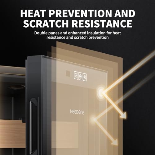 NEEDONE 300 Count Cabinet with Heating and Cooling Electric Temperature Control System, Made with Spanish Cedar Wood Shelves & Drawer with Hygrometer, LED Lighting, Gift for Men