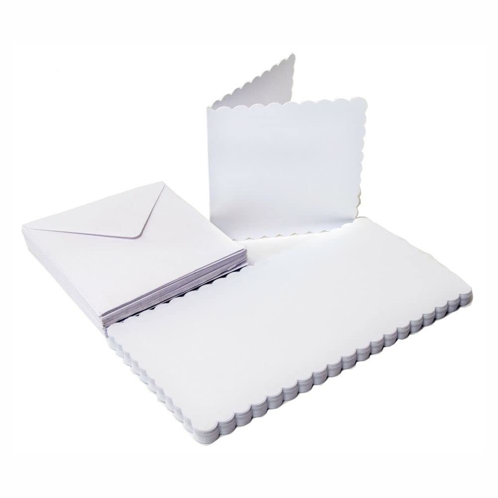 3 Ace Crafts 8 x 8 White Scalloped Cards and Envelopes for Card Making (10) Birthday, Wedding Invitation, Paper for Craft Making, Thank You Card with Envelope, Valentine's Day, Thanksgiving, Christmas โ image 1
