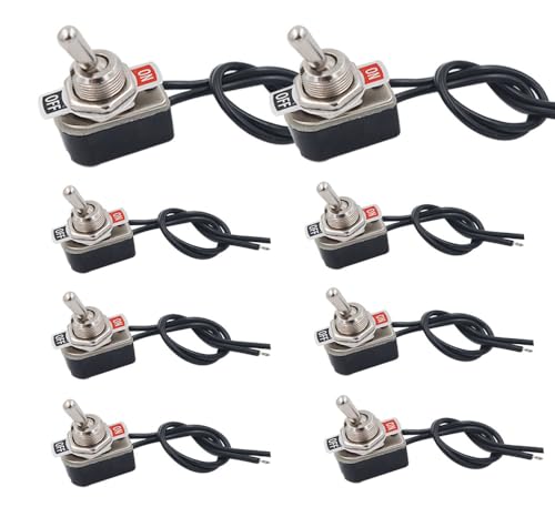 senvenelec 8Pcs 3A 250VAC 6A 125VAC Kippschalter vorverdrahtet, SPST Schalter mit 2-Positionen (2-Pole) für Autos, LKW, Boot, Instrumententafel, elektrische Modifikation.