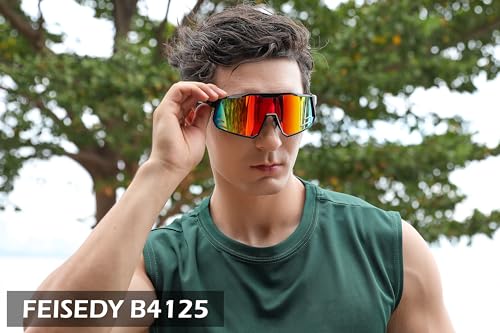 FEISEDY Sports Sunglasses Wraparound 80s Visor Men Women Outdoor Shield Baseball Sunglasses B41253