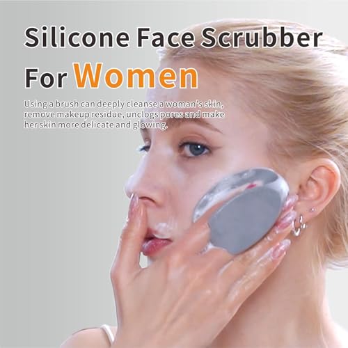 Image of Silicone Face Scrubber,Manual Exfoliating Brush,Handheld Facial Cleansing Brush for Women Men-Blackhead Removing Pore Cleansing Massaging for Sensitive, Delicate, Dry Skin (Black+Gray)