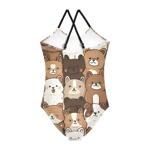 Girls Swimsuit Cute Puppy Pattern One Piece Swimwear2