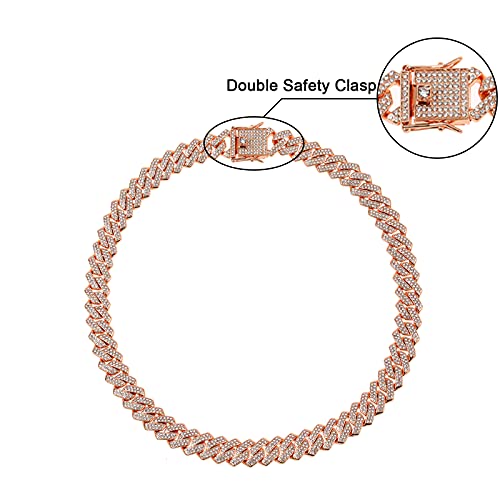 Saintda Mens Cuban Link Chain Iced Out Silver/Gold/Rose Gold Miami Cuban Necklace Bling Diamond Chain Hip Hop Jewelry With Gift Box For Women(Rose Gold-13.5Mm,24Inch) #TOP4