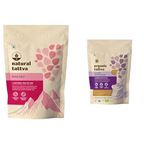 Image of Natural Tattva Rock Salt, 1kg & Organic Tattva All Natural Brown Sugar (1 Kg, Pouch)