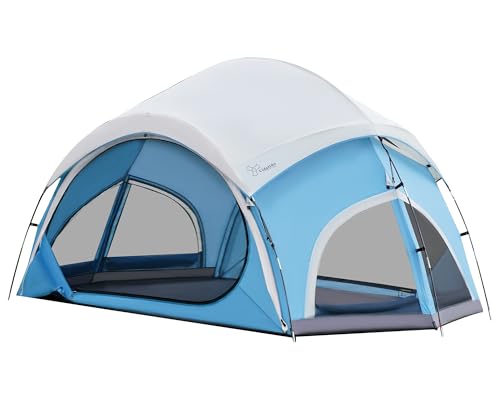 Image of Vidalido 3-4 Person Camping Tent with 2 Large Mesh Door 4 Mesh Window Family Tents, Double Layer Waterproof Portable Easy Setup Camp Tent, Canvas Dome Tents for Camping Outdoor Hiking and Backpacking