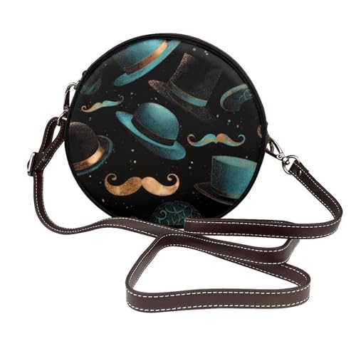 Sac à bandoulière rond pailleté en cuir vegan Hat Beard avec sangle ajustable mode