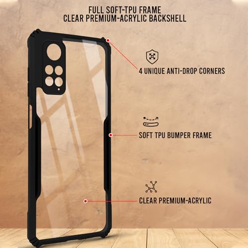 Image of Jkobi Back Cover Case for Poco M4 Pro 4G (Shockproof with Polycarbonate Clear Panel | Professional Black)