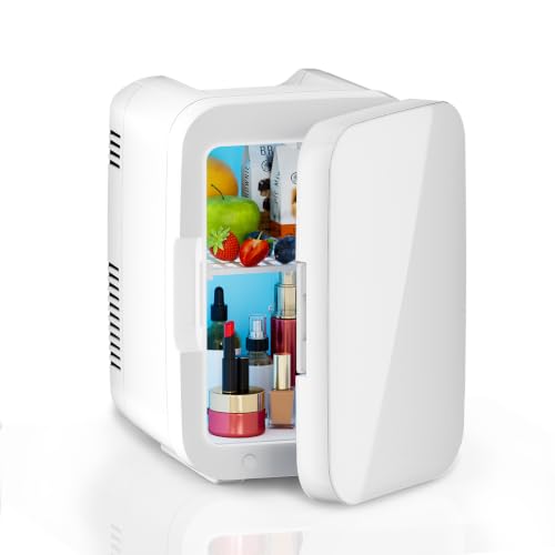 Image of Mini Fridge for Bedroom - Portable 4 Liter /6 Can Cooler & Warmer for Skincare, Cosmetics, Makeup, Medicine & Food - Small Refrigerator with AC /DC Power for Home, Car, Dorm & Office
