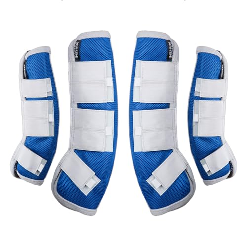 Image of Harrison Howard Horse Fly Boots Leg Guards Fly Boots Protection Set of 4 Aquamarine Medium Cob