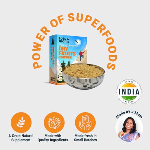 TOTS AND MOMS 100% Dry Fruits Powder For Kids With No Added Junk | 35% Almonds, 35% Cashews, 28% Pista, Saffron & Nutmeg | 100G