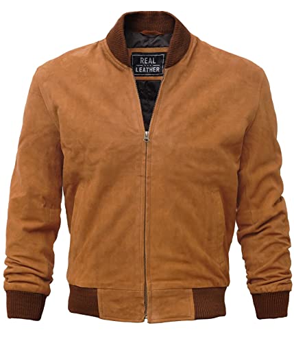 Image of Decrum Suede Leather Jacket Men - Casual Fashion Real Leather Bomber Jacket Men