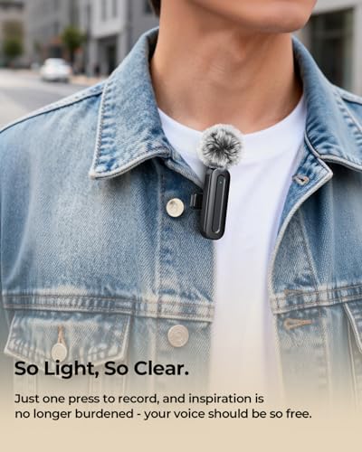 Image of PQRQP Wireless Mini Microphone for iPhone /iPad /Android: 2 Pack Lavalier Microphone for Video Recording, High-Fidelity Audio iPhone Mic for Content Creators(Graphite Black)