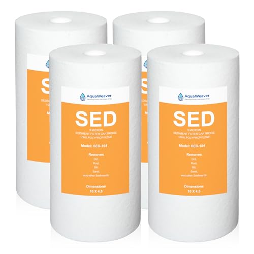 AquaWeaver 5 Micron 10 x 4.5 Whole House Sediment Water Filter Replacement Cartridge for DGD-5005 Culligan WH-HD200-C HD-950A AP817 RFC-BBSA AP810 SED-154 4PACK