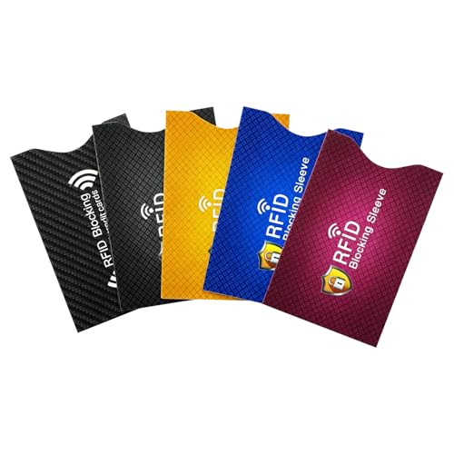 5 Piezas Fundas protectoras RFID con bloqueo NFC,Fundas Utilizan Tecnología Blindaje Avanzada,Bloqueador NFC Fundas, para Tarjetas Crédito, Pasaporte y Tarjetas Identificación
