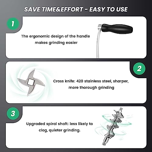 Huanyu ZYW-105B Meat Grinder Manual Stainless Steel Meat Mincer Sausage Stuffer Filler Handheld Meat Grinding Machine Multifunctional Attachments Household thumb #4