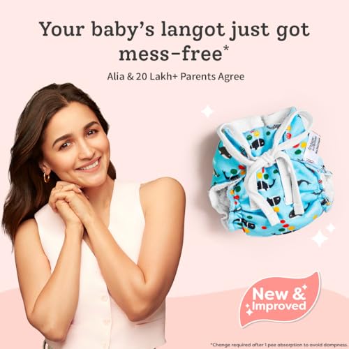 Image of SuperBottoms DryFeel Baby Langot 0-6 months l Organic Cotton Modern Baby Nappy l Mess-free Langot with Gentle Elastics l Super DryFeel Top Layer l Diaper-free Time Essential | 3 Pack