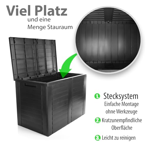 BigDean Aufbewahrungsbox Garten 170L mit Stecksystem aus Kunststoff – Auflagenbox wasserdicht für outdoor geeignet – Kissenbox im kompakten Design & Made in Europe