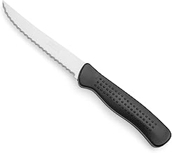 Arcos Cuchillos de Mesa - Cuchillo Chuletero Cuchillo de Mesa - Hoja de Acero Inoxidable NITRUM 110 mm - Mango de Polipropileno - Color Negro