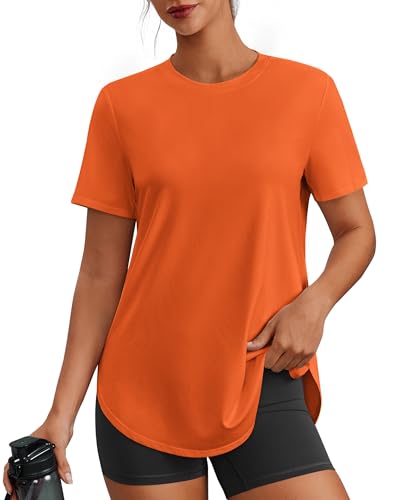 Image of PINSPARK Workout Tops for Women Short Sleeve Athletic Shirts UPF 50+ Quick Dry Running Outfits for Exercise Gym Hiking S-3XL