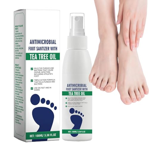 Spray para el pie, spray de pelado de 100 ml con aceite de árbol de té, aceite de té natural en aerosol de pie Producto para hombres Mujeres Pies maloliente