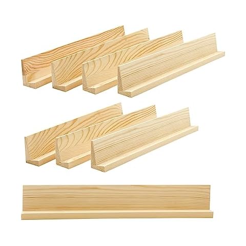 Cregugua 8 Pack Wooden Domino Racks 13.3 Inches Unfinished Wood Tiles Holders Natural Wood Racks Cover
