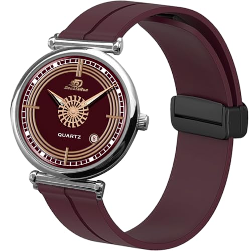 Image of DOUBLERUN Date Function White Color Silicone Strap Analog Wrist Watch for Men S 26-00-0