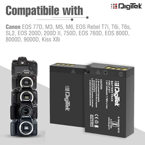 Image of DIGITEK LP E17 Lithium-ion Rechargeable Battery Pack for DSLR Camera, Compatibility - EOS 750D, EOS 760D, EOS 800D, EOS 77D & More