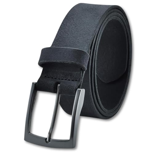 Exos Full Grain Men's Adjustable Leather Belt for Jeans, Work, and More - Casual & Dress Wear for Men, 36 Black