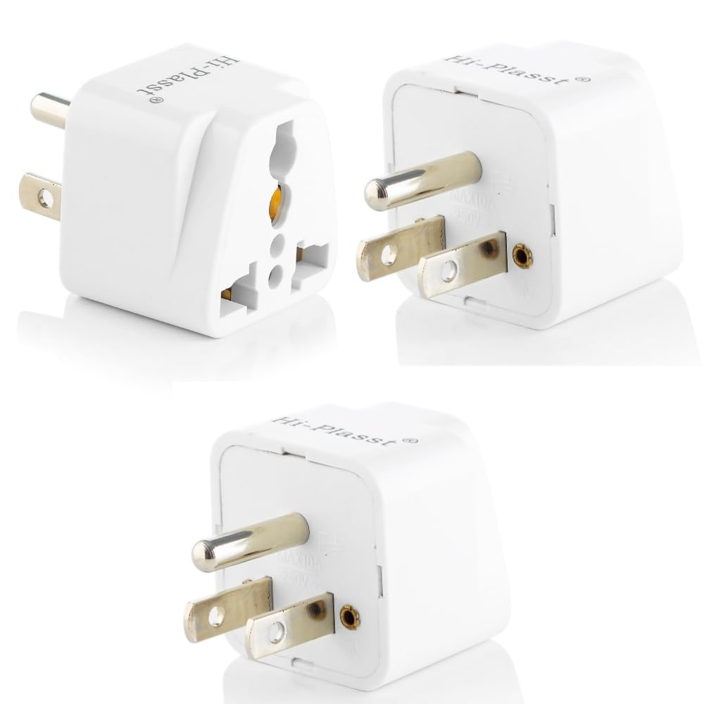 Hi-Plasst (Pack of 3) US Travel Adapter Converter - 3 Pin Type B Plug with Universal Socket, India to USA Converter for United States, Canada, Mexico, Japan, Taiwan, Philippines-image-38