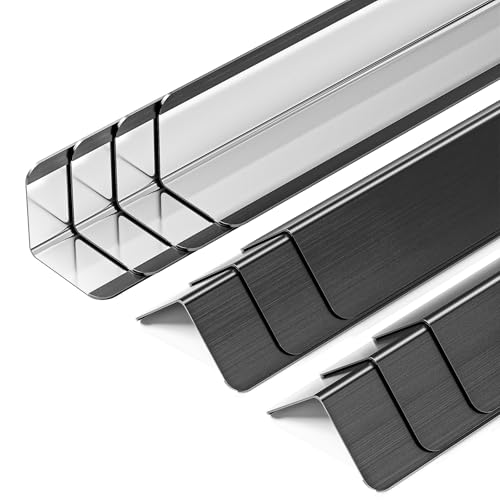 Image of 2x2x48 Inch 304 Stainless Steel Wall Corner Guards (10-Pack) Heavy Duty Rounded Corner Protector, Smooth Folded Edge Design for Wall Protection Black Guard Stainless Steel Slab
