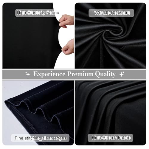 Image of Black Arch Backdrop Cover Set of 2 (7.2ft & 6ft), Chiara Arch Cover Wrinkle-Free Spandex Arch Cover for Wedding Birthday Party Baby Shower Bridal Shower Ceremony Banquet Fabric Backdrop (No Stand)