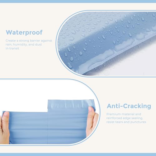 Image of Metronic Poly Mailers 12x15.5 500PC Bulk Shipping Bags for Small Business | Light Blue, Strong Adhensive, Self Seal, 2 Mil Thick Mailers Poly Bags, Waterproof Tearproof Shipping Envelopes for Clothing