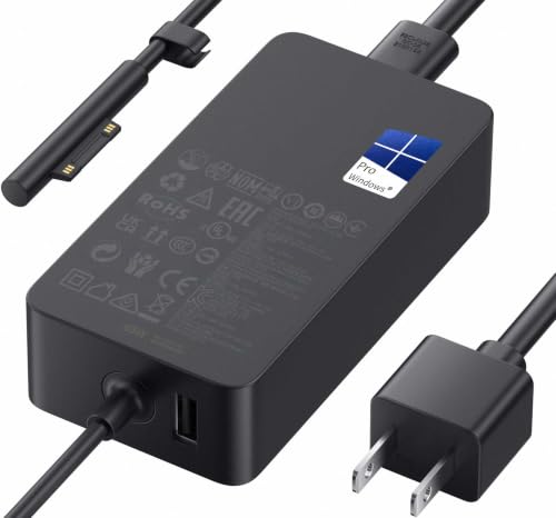Microsoft Surface Pro Charger for 65W Windows Surface Charger 11 10 9 8 7+ 7 6 5 4 3 X.Surface Laptop 6 5 4 3 2 1 Surface Go 3 2 1 Tablet Surface Book 3 2 1 Support 44W 36W LED. 10FT