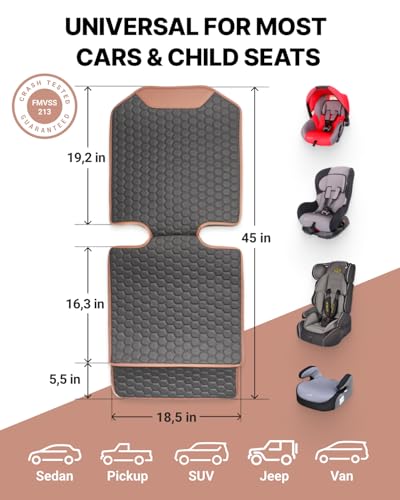 Image of Owleys Premium Leather Car Seat Protector for Child Car Seat Cover from Dirt Scratches - Infant Car Seat Protector for Back Seat /Front Booster Seat Protector Under Baby Car Seat Waterproof 1pc Hexy