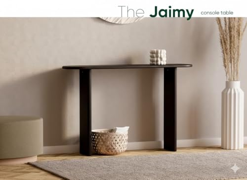 Image of Furniture Modern Solid Wood Console Table with Rounded Edges, Natural Finish, Minimalist Scandinavian Style Entryway Furniture Set for (Style 1, Walnut, 100x30x70)