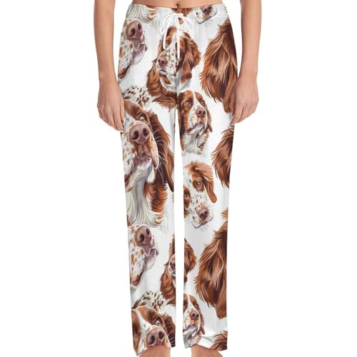 Brittany Spaniel Dog Novelty Pajama Pant With Pockets Casual Sleep Lounge Pants For Men Women 7