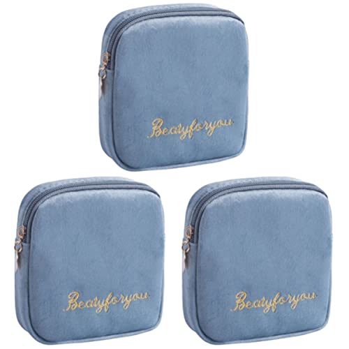 3 Piezas Sanitarias Officey- Azul Mujer Moneda Pañal Gran Cremallera Cartera Bolsa Aire Capacidad de Viaje Toalla Ffice Tipo Azul Monedero Portátil para Almacenamiento de