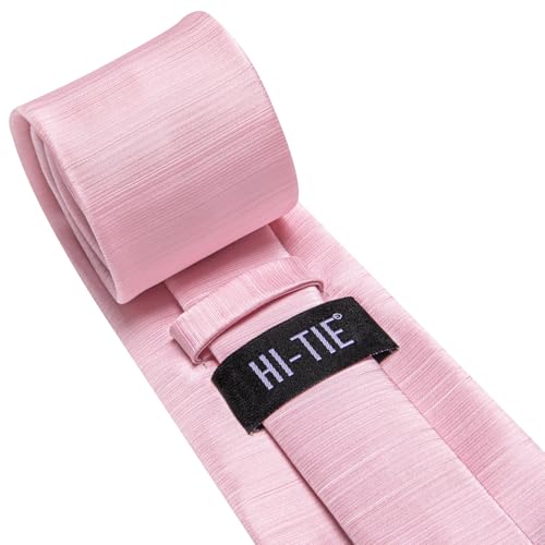 Image of Hi-Tie Men Silk Ties Set with Flower Lapel Pin Necktie Pocket Square Cufflinks for Tuxedo Wedding Business