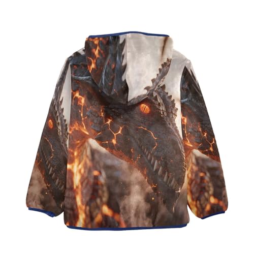 Fiery Dragon with Glowing Scales Toddler Fleece Jacket Girl Boys Hooded Fleece Jacket Coat Warm Outwear Zip-up 3-10T2